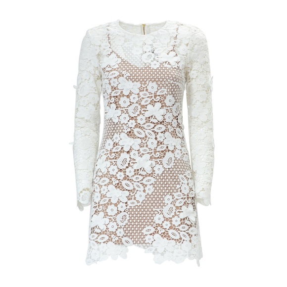 3d floral white dress